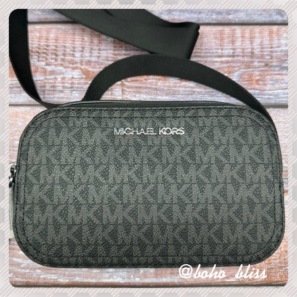 MICHAEL KORS | Black Monogram Double Compartment Camera Crossbody Bag NWT